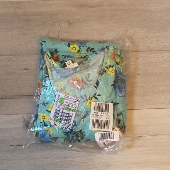 a.n.a Short Sleeve Empire Waist Dress Wildflower Teal M Tall size NWT in pkg - Picture 4 of 5